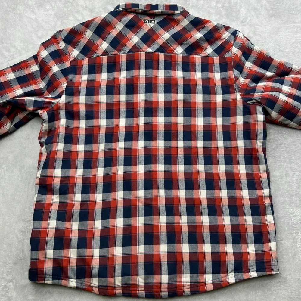 Adidas Insulated Plaid Jacket XL Red Navy Hiking Quilted Shacket F95730 Deebo - Picture 9 of 10